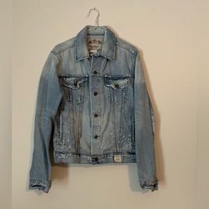 ABERCROMBIE & FITCH Men’s Distressed Heavy Work Jean Jacket ~ Sz Med